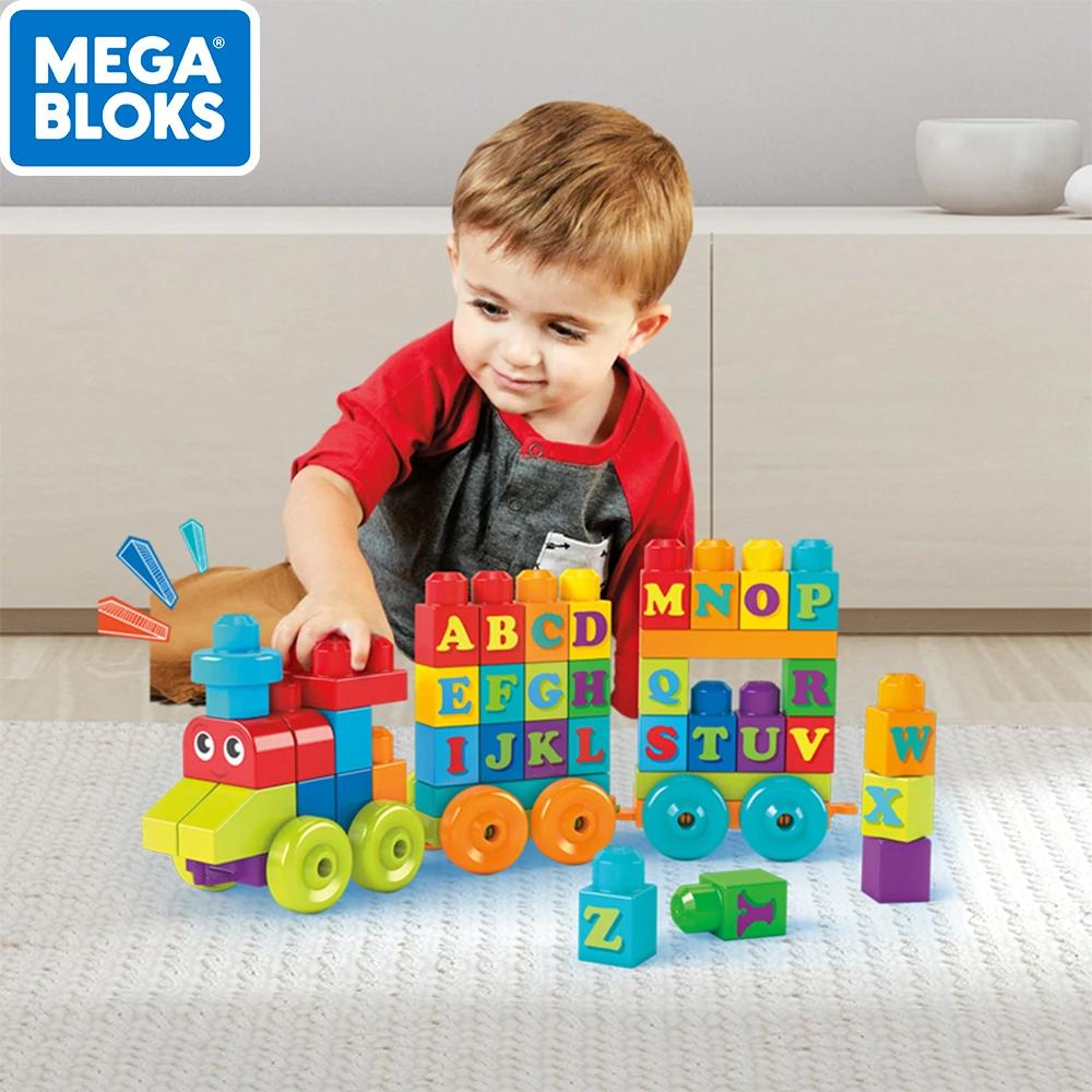 Baby Mega Bloks giocattolo grande edificio Borsa TEMPERAMATITE Blocchi ABC Apprendimento Treno 60pc 
