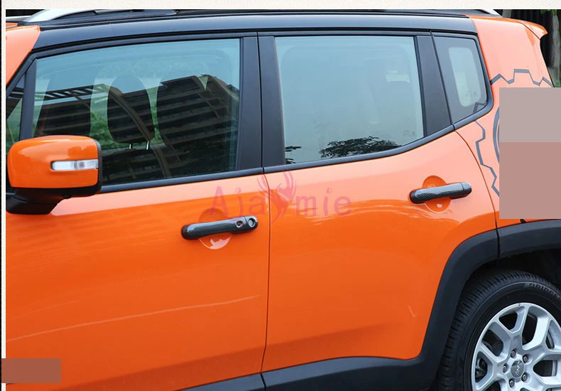 Для Jeep Renegade углеродное волокно цветные дверные ручки Крышка накладная панель с умным отверстием автомобиля Стайлинг Аксессуары