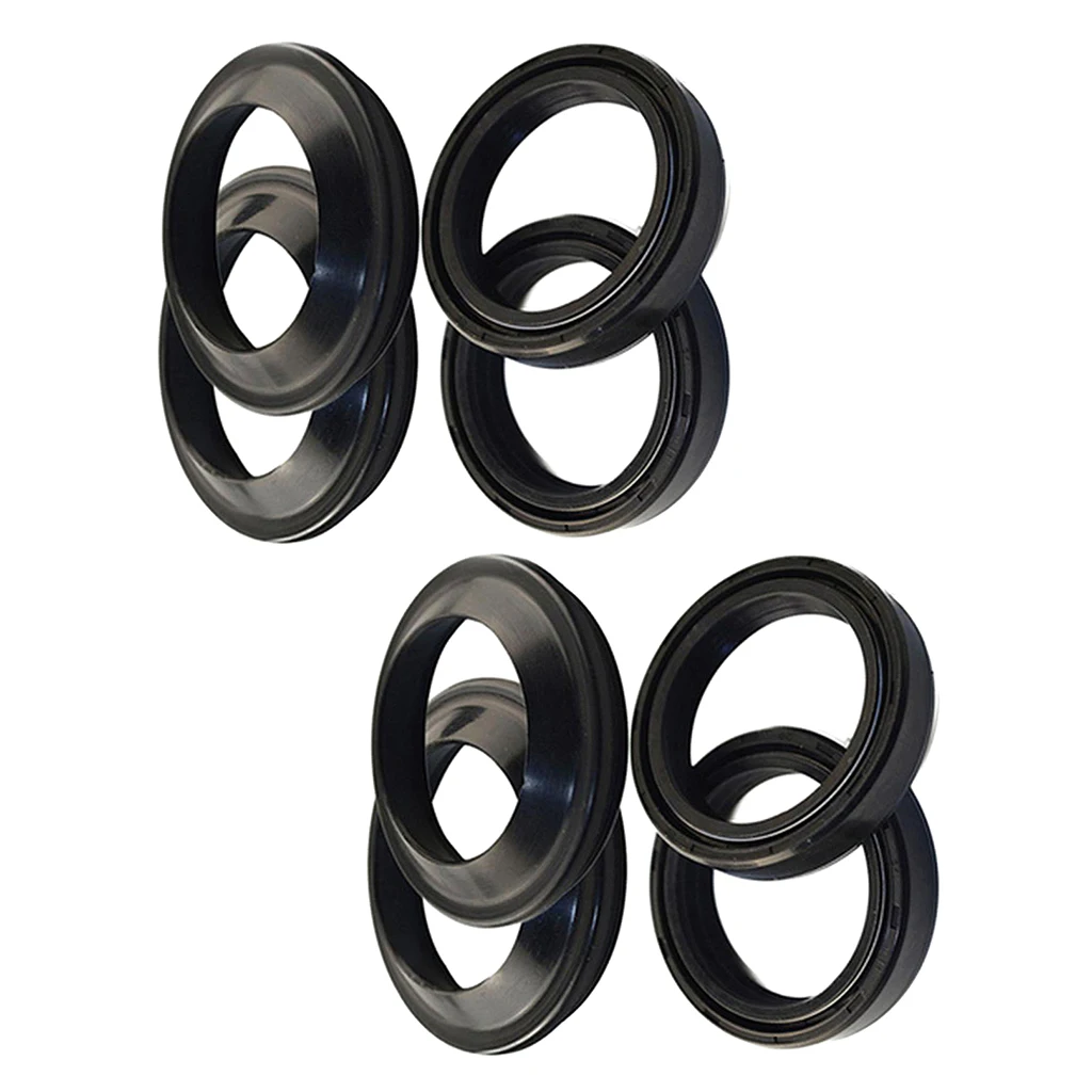 8pcs Rubber Front Fork Shock Oil Seal and Dust Seal Set 41mm x 54mm x 11mm for Yamaha XVS650 V Star Custom 1998-2008