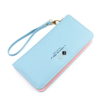 

Fashion Long Purses New Pu Leather Multifunction Large Capacity Women's Wallet Female Zipper Solid Color Purses Phone Bag