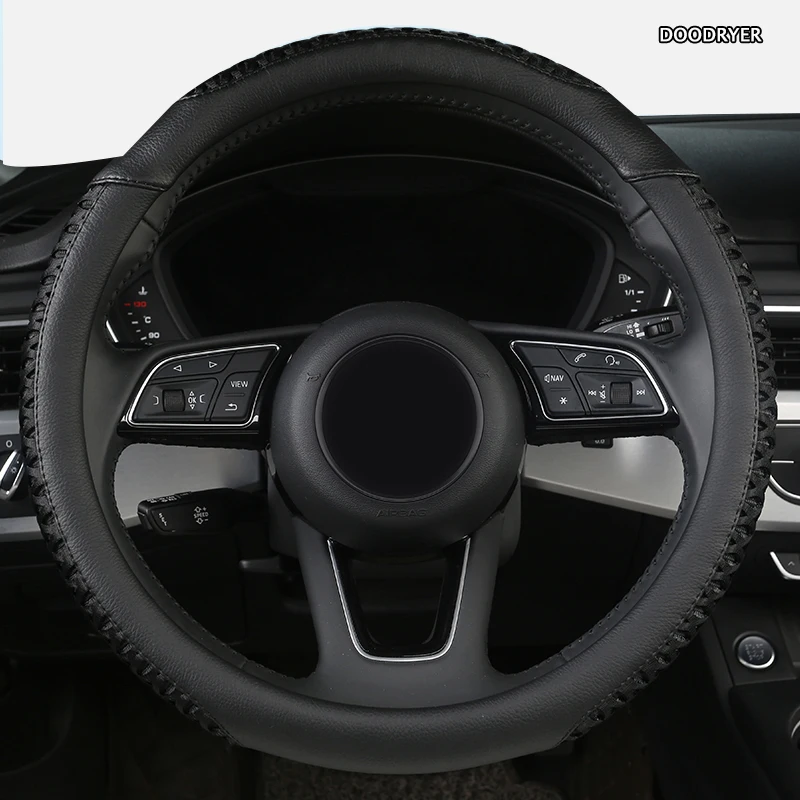 DOODRYER Leather Car Steering Wheel Cover For Renaults Duster Megane 2 3 koleos Logan sandero Scenic | Автомобили и мотоциклы