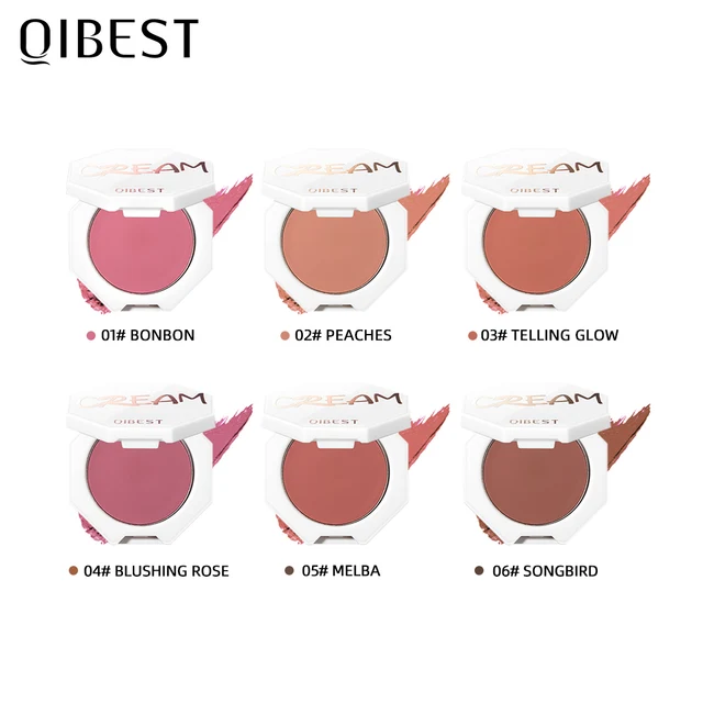 QIBEST Face Blusher Peach Cream Makeup Blush Palette Cheek Contour Blush Cosmetics Blusher Cream Korean Makeup