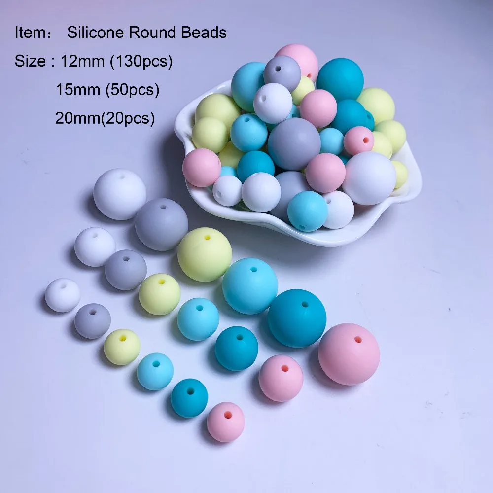 DIY 200 шт силиконовые бусины 12 мм/15 мм/20 мм набор конфетных цветов ожерелье силикон без БФА Baby Shower подарок силиконовые бусины