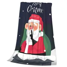 Santa Elements Print Flannel Throw Blanket Sofa Fleece Blankets Plus Velvet Warm Quilt Gift Customized Diy Print Wholesale