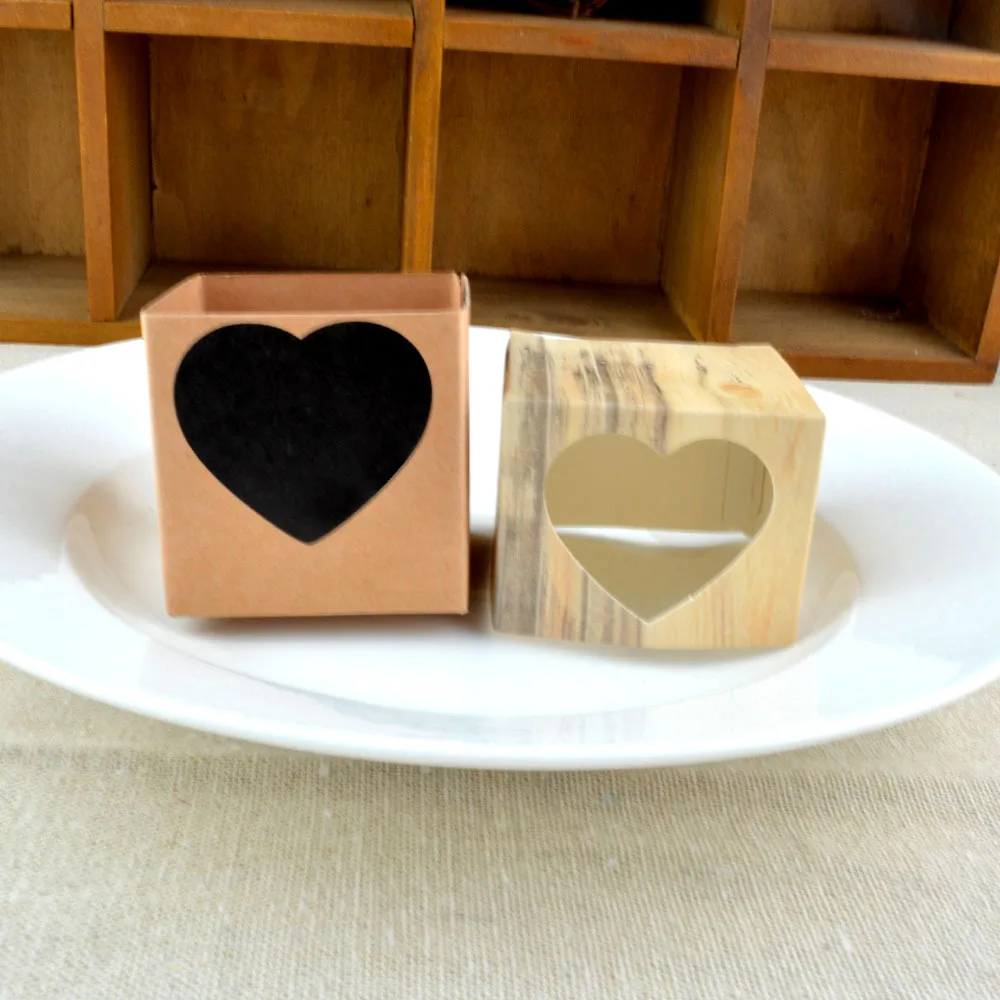  100Pcs/Lot Brown Kraft Paper Square Shape Wedding Candy Box For Wedding Invitations or Birthday Bab - 4000592555979
