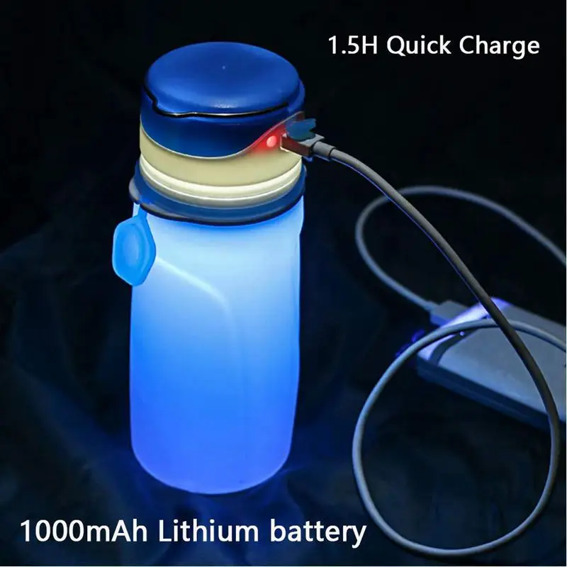 Складные бутылки для воды с USB Перезаряжаемый светодиодный светильник, 550 мл складная бутылка, любимый для наружного кемпинга, пищевой Sil