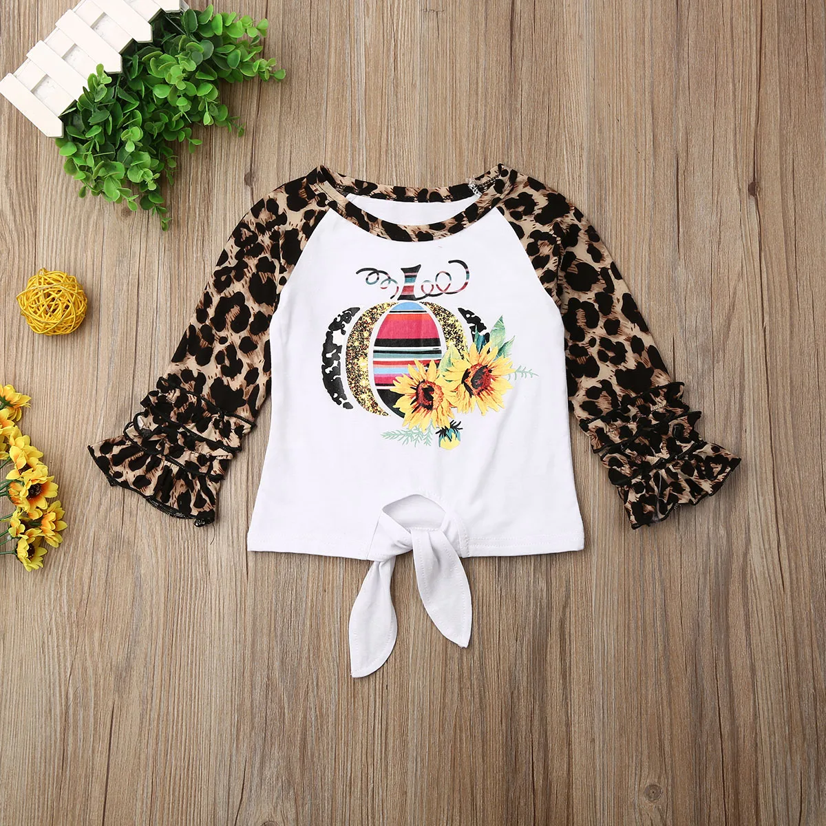 Baby Halloween T-Shirts Toddler Infant Baby Girl Halloween Pumpkin Ruffle T-shirt Tops Casual Clothes
