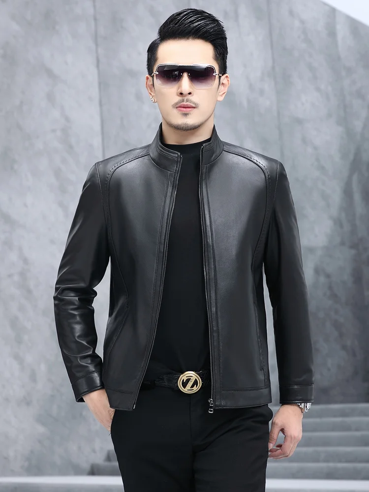 

Spring 2022 Autumn Men Leather Jacket 100% Genuine Real Sheep Goat Skin Male Bomber Motorcycle Biker Man's Coat Clothes A224