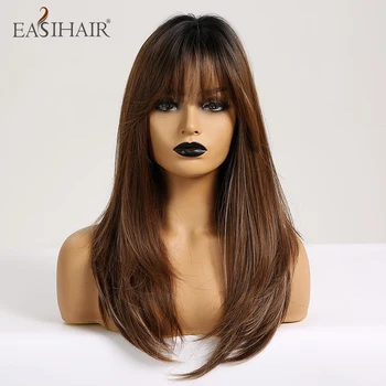 

EASIHAIR Wigs with Bangs Long Straight Synthetic Wigs for Women Heat Resistant Fiber Daily Cosplay wigs Nature Wigs