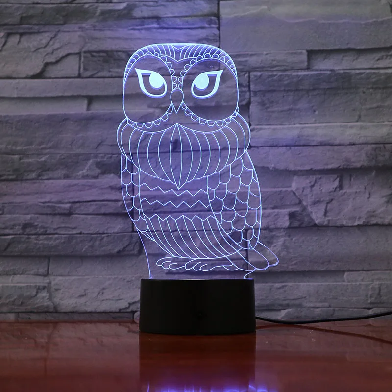 VCity Сова 3D USB СВЕТОДИОДНЫЙ светильник сенсорный пульт ночник атмосфера спальни светильники в виде животных украшение на день рождения Рождественский подарок для детей