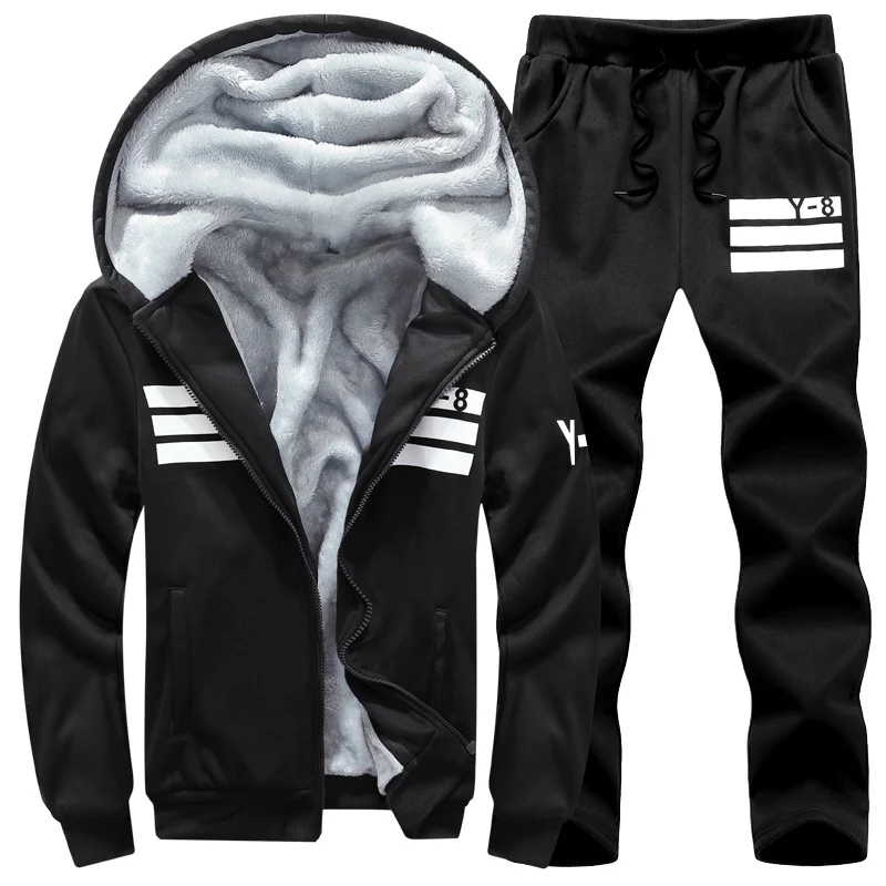 Black Friday Men Warm sportswear  7XL ?8XL ?9XL  Men Sets  winter Sporting Suit Sweatshirt + Sweatpants Mens Clothing 2 Pieces Sets Tracksuit