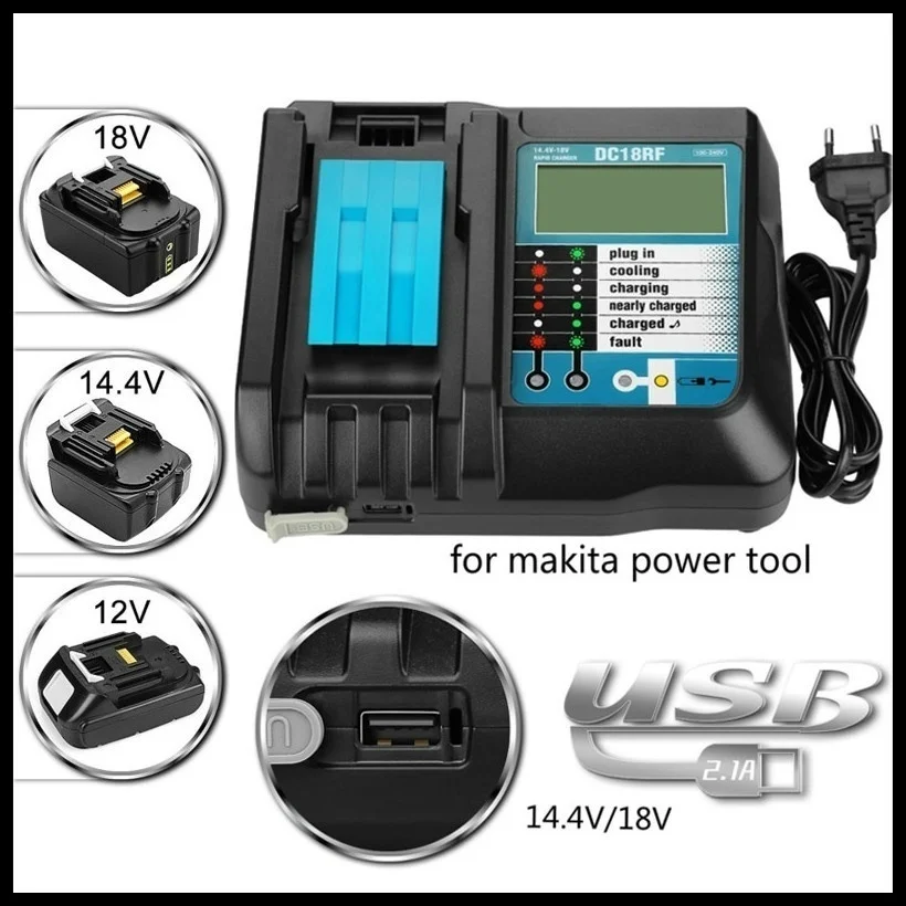 Новый DC18RF литий-ионный аккумулятор зарядное устройство 14 4 В/18 в индикатор Тока USB