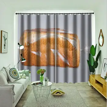 

High quality custom bread curtains photo Blackout Window Drapes Luxury 3D Curtains For Living room
