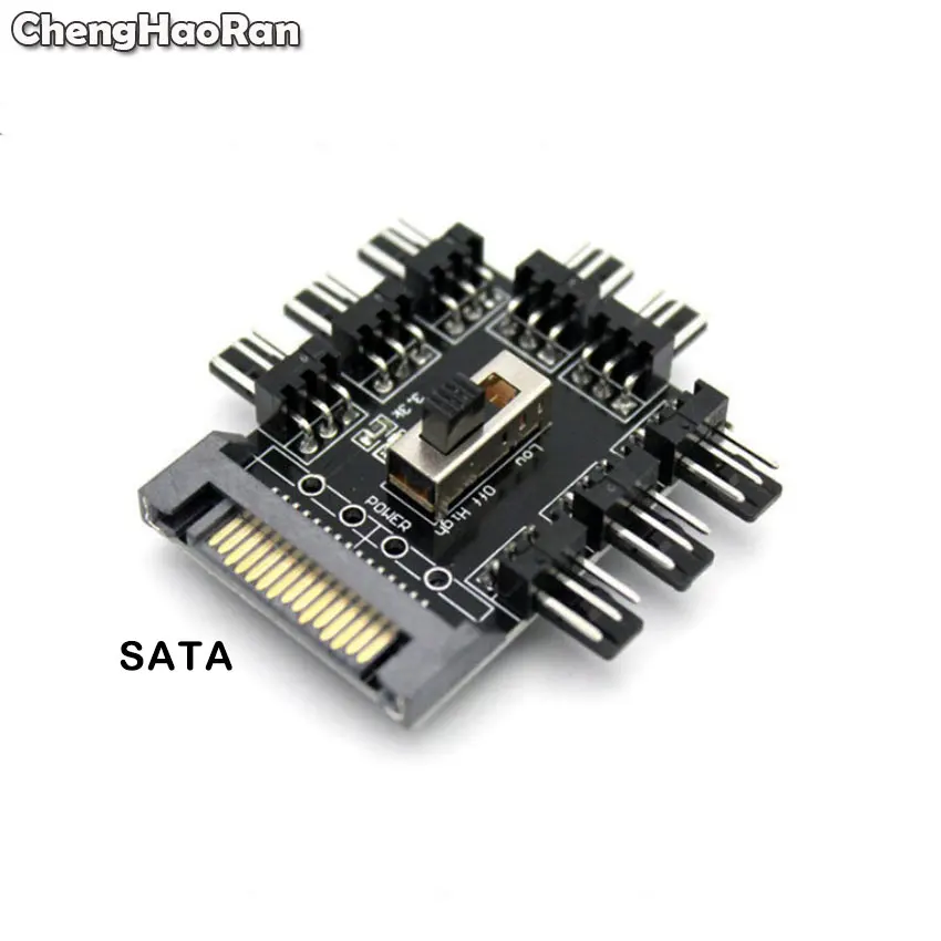 ChengHaoRan 2X 1 to 8 Way 3Pin Fan Hub PWM Sata Molex Splitter PC Mining Cable 12V Power Suppply Cooler Cooling Speed Adapter