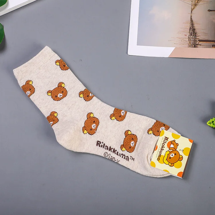 3 Женские Носки с рисунком аниме Kiiroitori Rilakkuma korilakkuma, Харадзюку, хлопковые удобные Забавные милые теплые спортивные носки - Цвет: 3