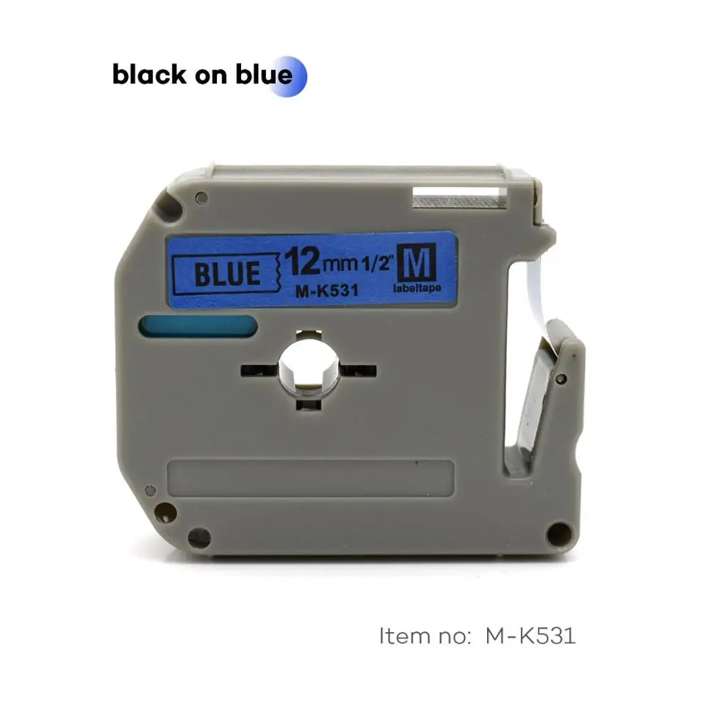 12mm MK-531 파란색 라벨 테이프 M-K531 MK531 MK 531 mk531 mk-531 호환 brother p-touch 라벨 프린터 PT-80 용 PT-70
