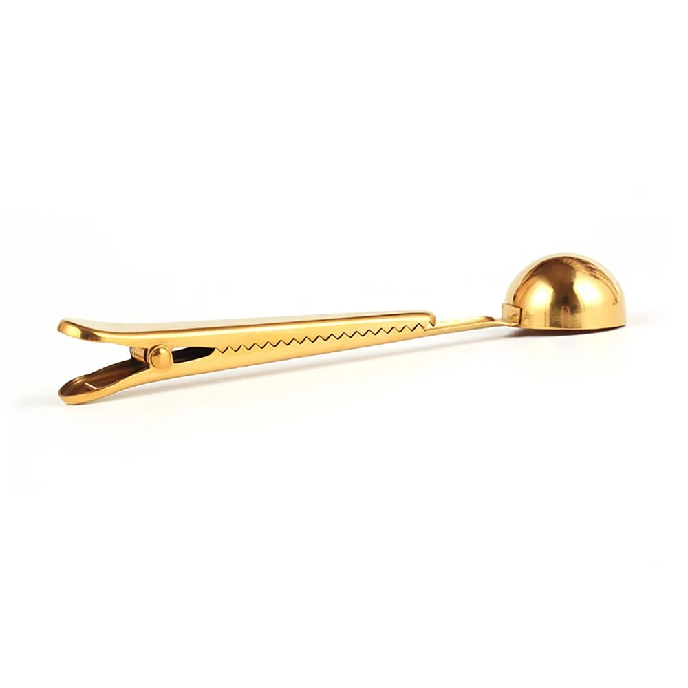 1 шт. 2-в-1 прочная ложка из нержавеющей стали с зажимом для мешка молотый Чай Кофе Совок с портативной сумкой Уплотнение Клип порошок измерительные инструменты
