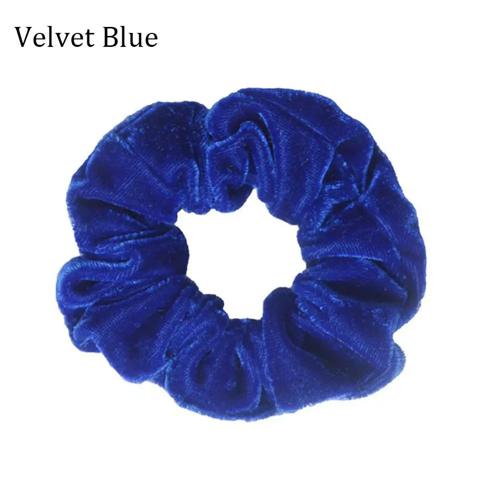 Velvet Blue Атласные/бархатные резинки для волос, женские эластичные резинки для волос, головные уборы для девушек, яркий цвет, Шелковый конский хвост, держатель, аксессуары для волос - Цвет: Velvet Blue