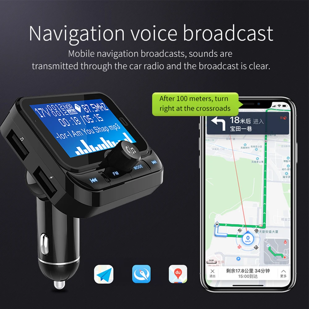 Carregador de Carro Bluetooth Player Carro Inteligente Transmissor fm Duplo Usb Handsfree Modulador Bc32 1.8 Lcd Mp3 19 Bc32 1.8