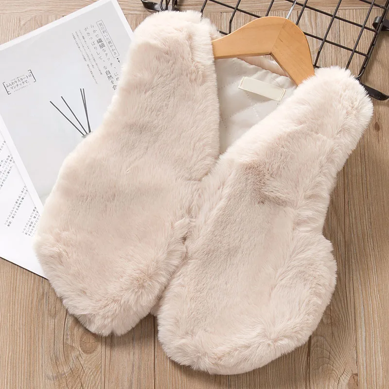 AH129 White Bear Leader/Детские жилеты; новые зимние жилеты для девочек; теплый меховой жилет без рукавов; детская верхняя одежда; плотная одежда; модная детская одежда - Цвет: AH129 White