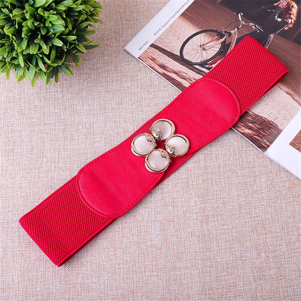 Stretch Belts For Women Fashion Crystal Buckle Waist Belt Elastic Stretch Belts For Ladies Dress Jeans Female Waistband