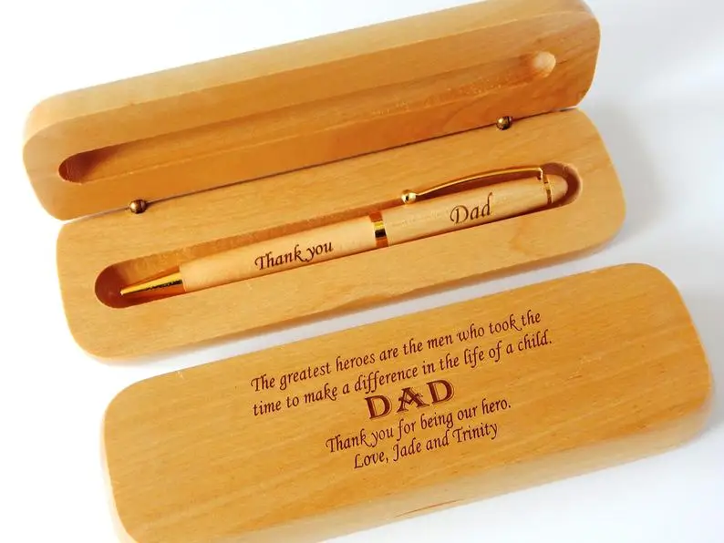 Personalised Engraved Pen Rustic Wooden Bark Wedding Celebration Teacher Gift 