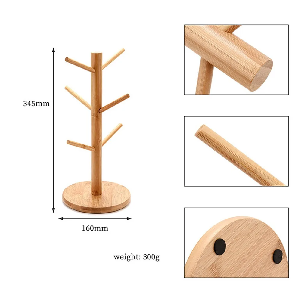 Креативный бамбуковый держатель для хранения чашек дерево форма дерево кофе чай чашка держатель для хранения стенд Висячие на кружке дисплей стеллаж