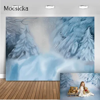 

Winter Snow Newborn Baby Shower Photo Background Children Portrait Photography Backdrop White Forest Background Photocall Prop