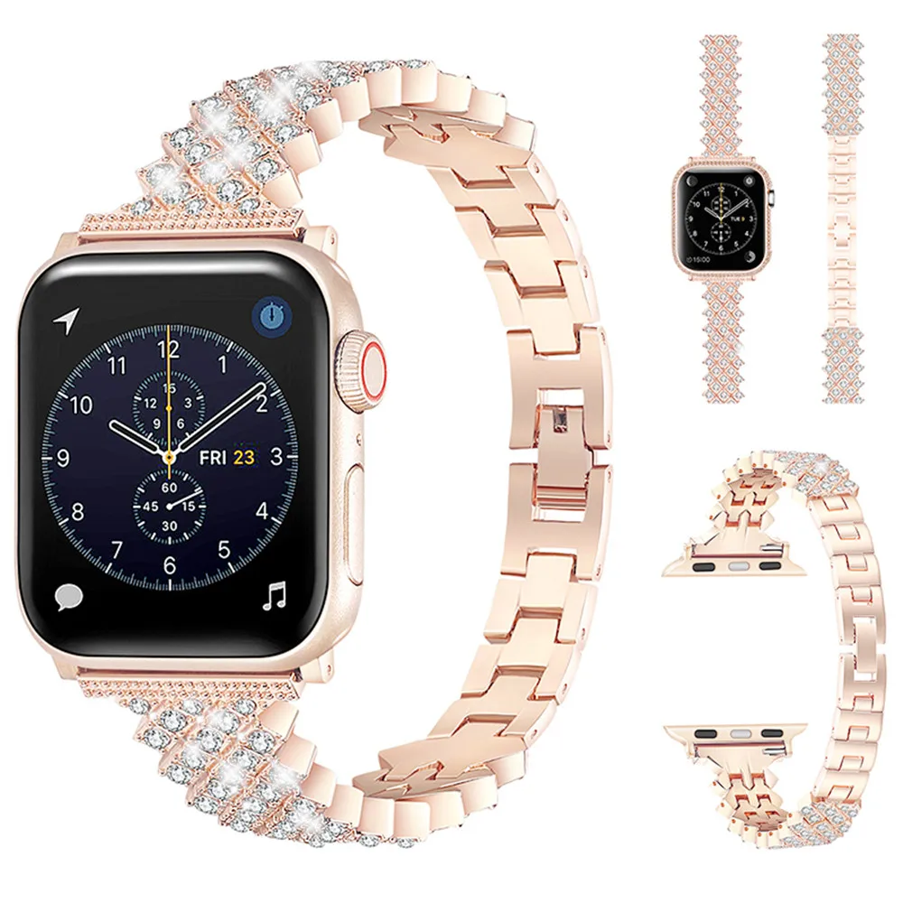 Ремешок для часов Apple Watch 7 6 44 40 38 42 41 45 мм с бриллиантами | Наручные часы