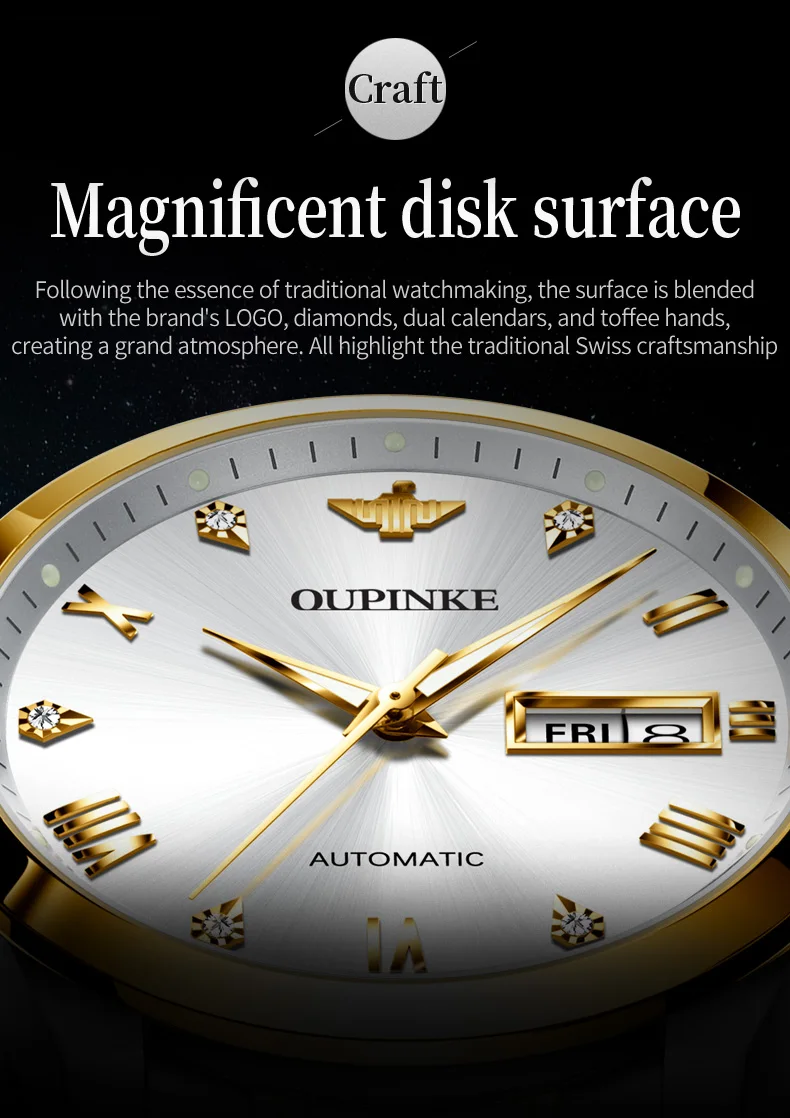 OUPINKE  2021 Luxury Men Mechanical Wristwatch Stainless Steel Gold Watch Top Brand Sapphire Glass Luxury Men Watches Gifts 3171