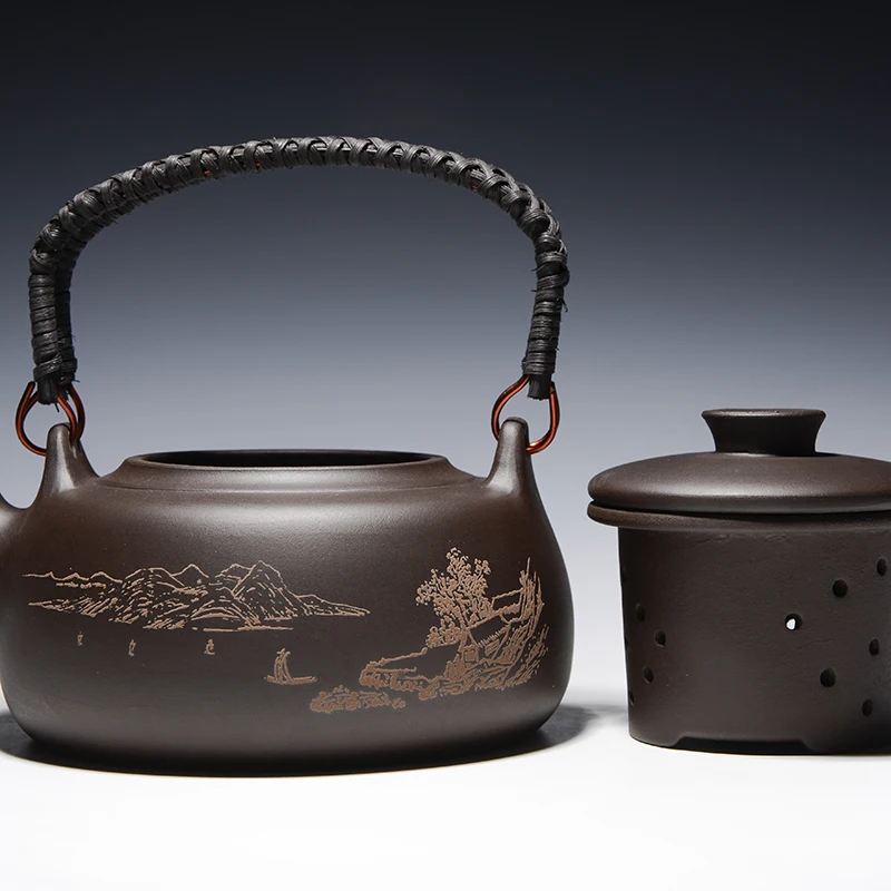 Skup Nowy chiński dzbanek na herbatę Kung Fu Zisha o dużej pojemności dzbanek na herbatę z filtrem kreatywny uchwyt purpurowa glina czajniczek zestaw czajnikowy