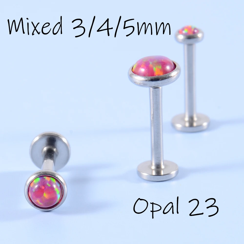 Yaalozei 6PCS Opal CZ Internally Threaded Stainless Steel Labret Monroe Lip Ring Cartilage Tragus Helix Earring Studs 16G 6mm 8mm 