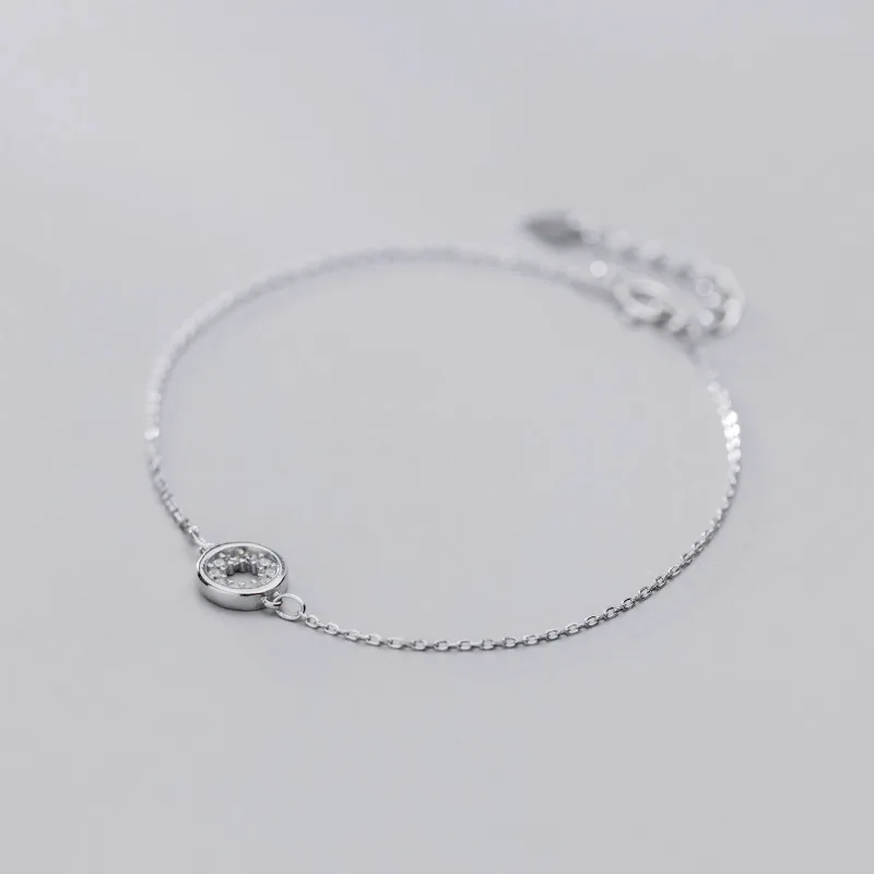 

INALIS S925 silver bracelet female Japanese and Korean style simple small fresh ring hollow diamond personalized bracelet