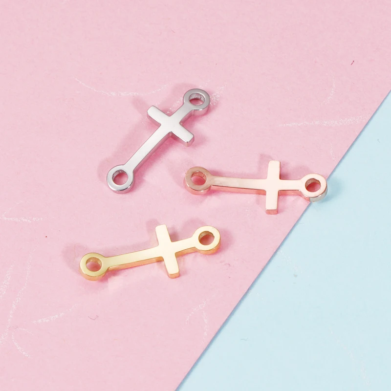 

Fnixtar 20Pcs/Lot Mirror Polish Stainless Steel Cutting Curved Cross Connector Pendant Charms For DIY Making Necklaces Bracelets