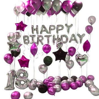 

90Pcs Happy 18 Birthday Foil Number Balloons Metallic Globos 18Th Anniversary Birthday Party Decor Supplies Rose Red