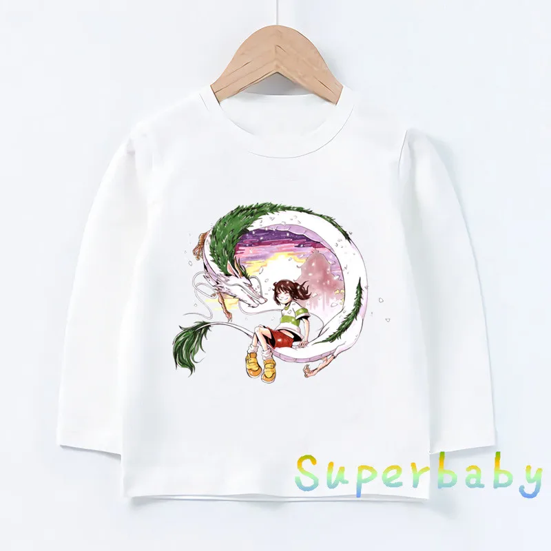 Детская футболка с принтом из японского аниме «Унесенные призраками Тоторо» Забавные топы с рисунками для маленьких мальчиков и девочек, детская футболка с длинными рукавами LKP2418