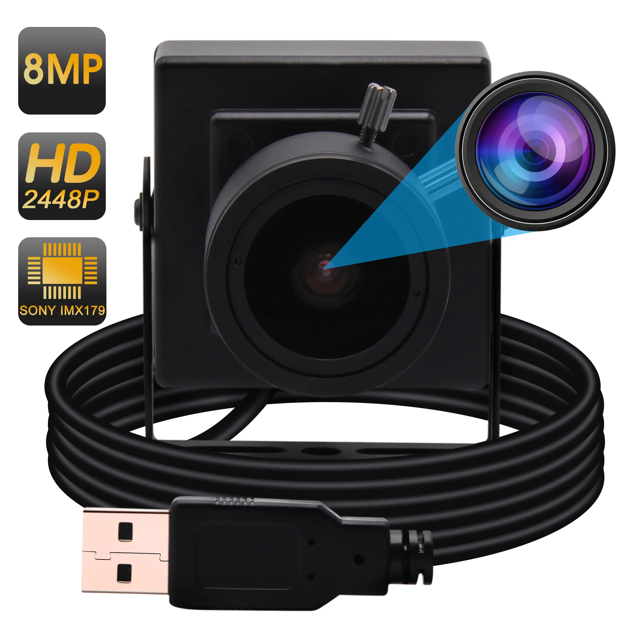 ELP HD веб камера CMOS IMX179 8MP 3264X2448 2 8 12 мм с переменным фокусным расстоянием USB для