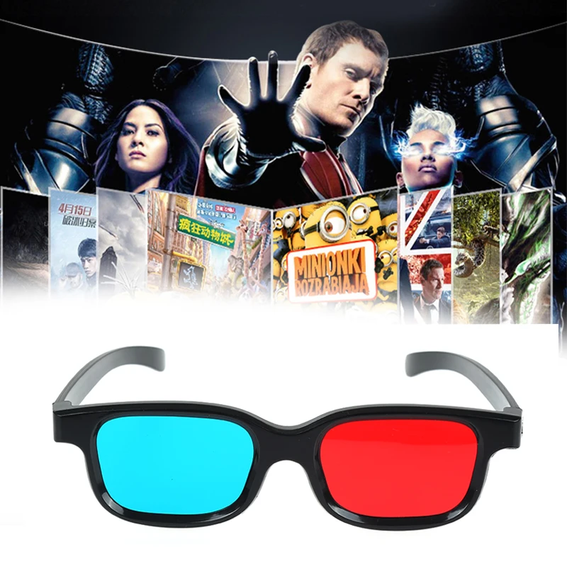 1-5PCS Frame Red Blue 3D Glasses For Dimensional Anaglyph Movie Game DVD Black free ship