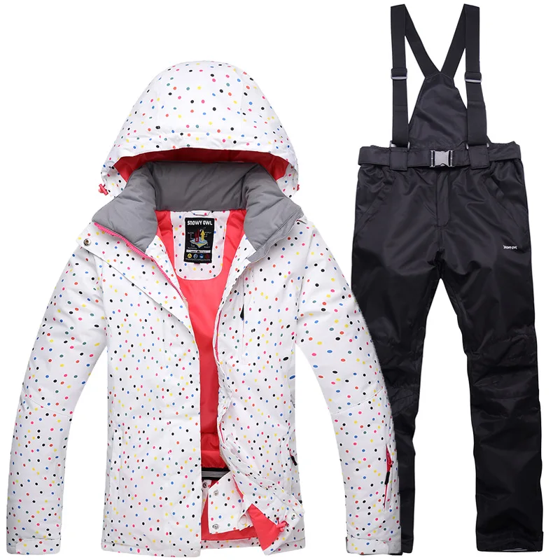 Ski Suit Adult Women Winter Waterproof Breathable Warm Snowboard Jacket Bibs Pants Wind Resistant Outdoor Snowboard Suit