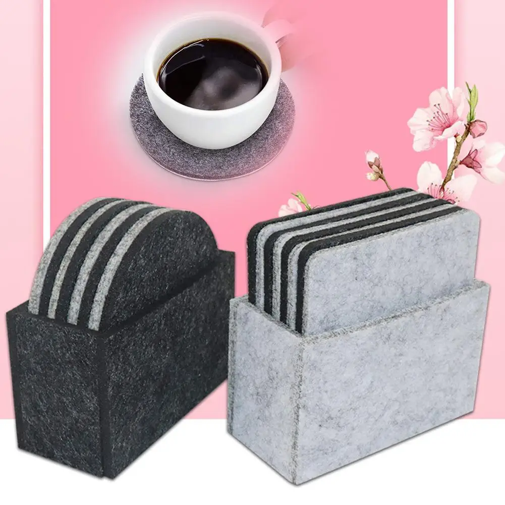 8Pcs Felt Round Square Hexagon Shape Heat Insulated Cup Mat Coaster Table Decor Housewarming Gift | Дом и сад