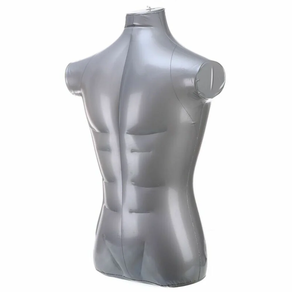 

1*Model PVC Plastic Male Inflatable Torso Form Mannequin Model Silver Shop Display Tools Male Models