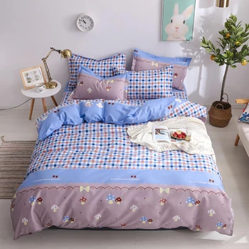 

Thumbedding Lattice Bedding Set Cartoon Mushroom Cute Duvet Cover For Kids King Queen Full Twin Single Unique Design Bed Set