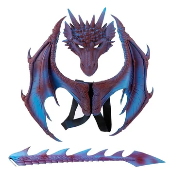 

Children Christmas Carnival Dragon Cosply Set Mask Wing Tail How to Train Your Dragon Costume Purim Gift Cos Boys Girls Costume