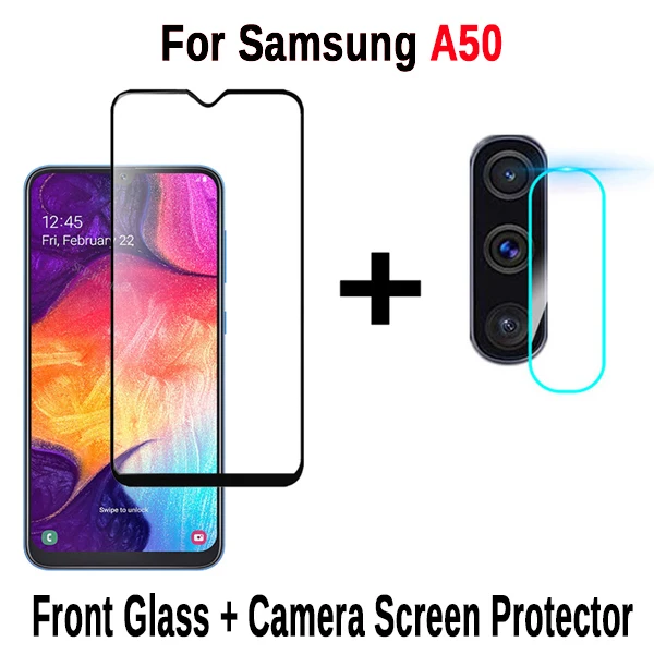 2-в-1 Камера закаленное Стекло для samsung Galaxy A50 A40 A70 Экран протектор для samsung A30 A20 A10 50 70 40 см A505F пленка - Цвет: For Samsung A50