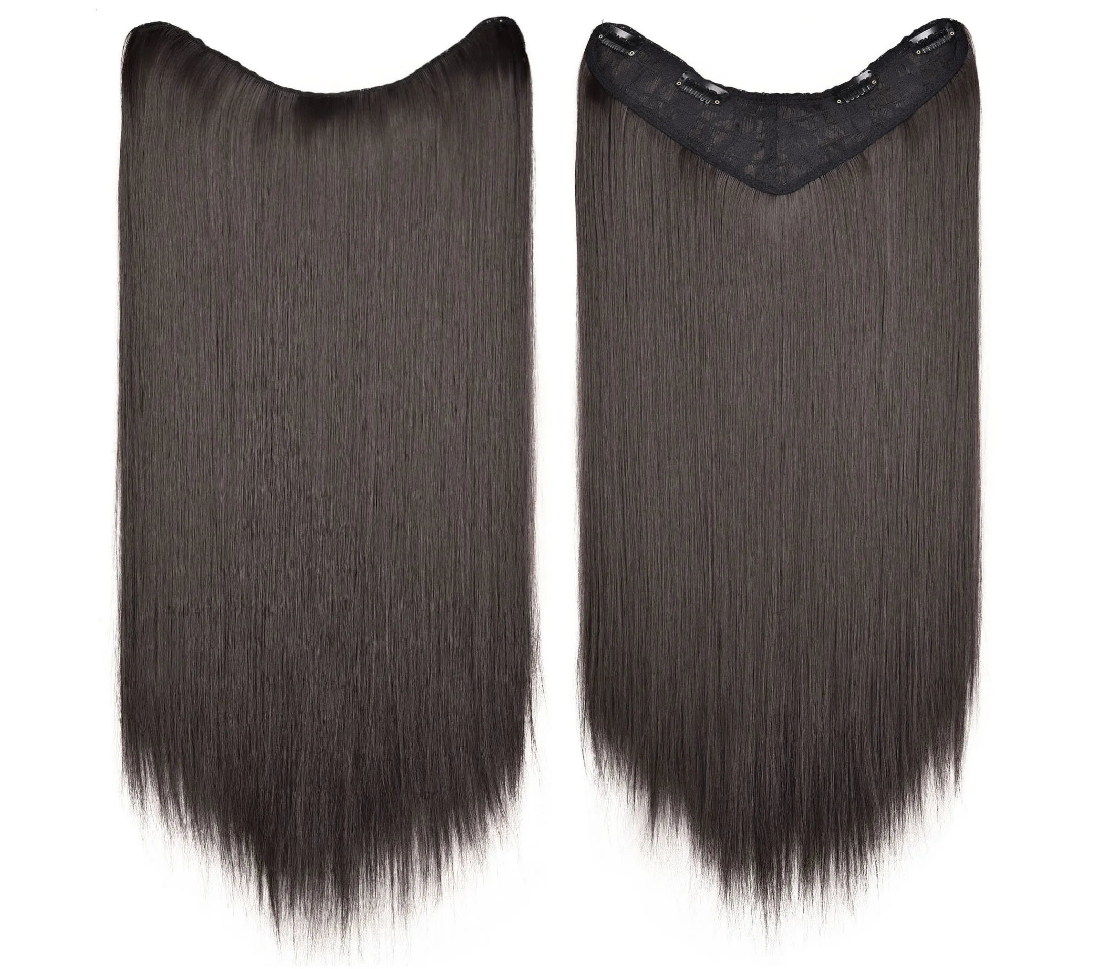 BEIYUFEI 24'' Long Straight Synthetic U Shaped Hair Wig For Women Ombre U-Part Clip In Hair Extensions Blue Black Hairpieces