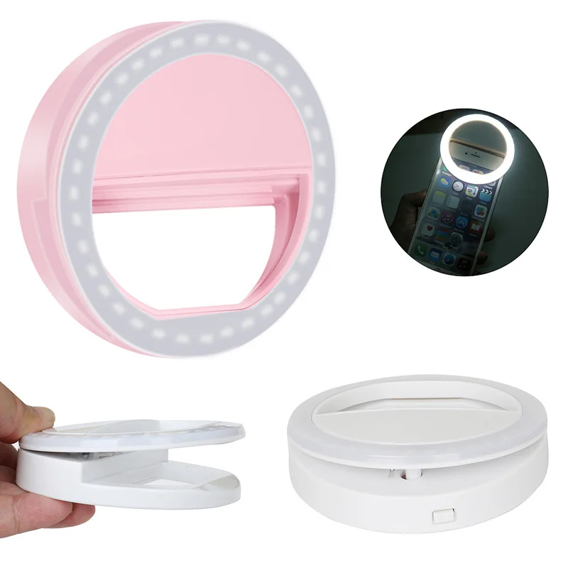 Портативный светодиодный селфи кольцо для фонарика подходит тусклый Защита окружающей среды Self-светильник с таймером инструмент светящееся кольцо клип для каких-либо сотовые телефоны, планшеты