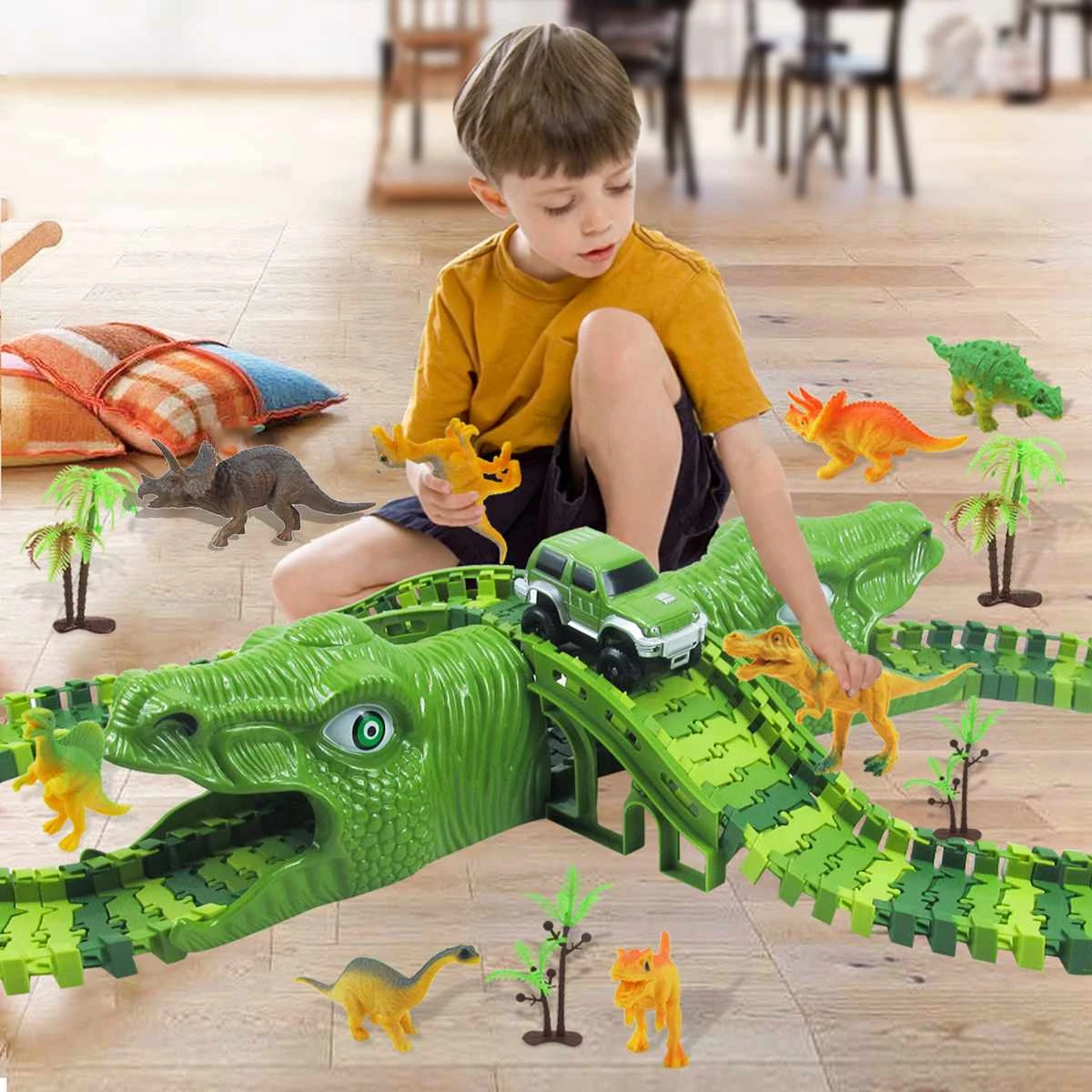 153pcs Hot Wheels Dinosaur Railway Car 