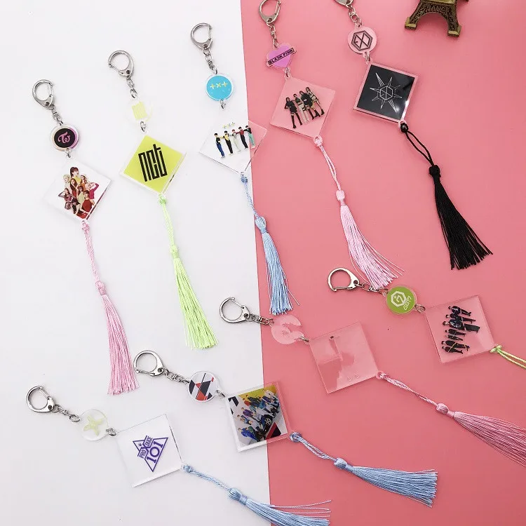 

KPOP GOT7 TWICE SEVENTEEN X1 EXO BLACKPINK NCT TXT Fringed Key Fastener Accessories Keychain Pendant Key Ring Key Chain New