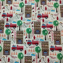 50x105 см мультфильм пожарная станция автомобиль собака печатных хлопок ткань одежда из ткани ткань для пэчворка платье скатерть в горошек украшения