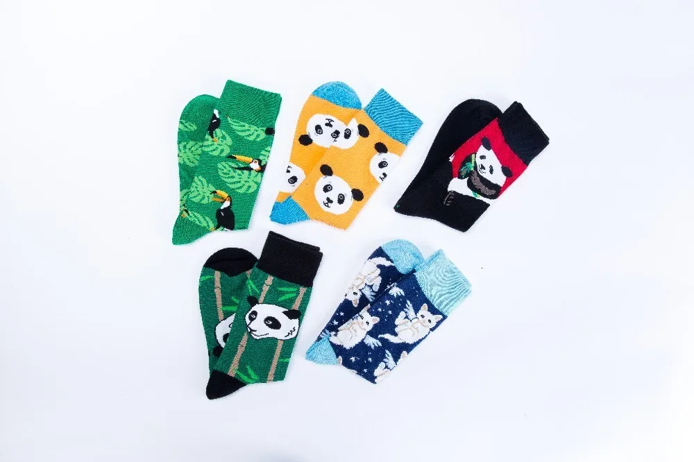 V-Hanver, модные оригинальные мужские носки, хлопковые цветные носки, носки с рисунком панды, мужские носки в стиле Харадзюку, подарок